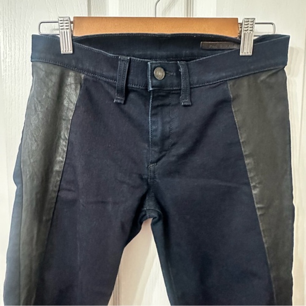 Rag & Bone Lamb Leather Panel Skinny Jeans, size 28